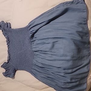 Jean off the shoulder smock dress
